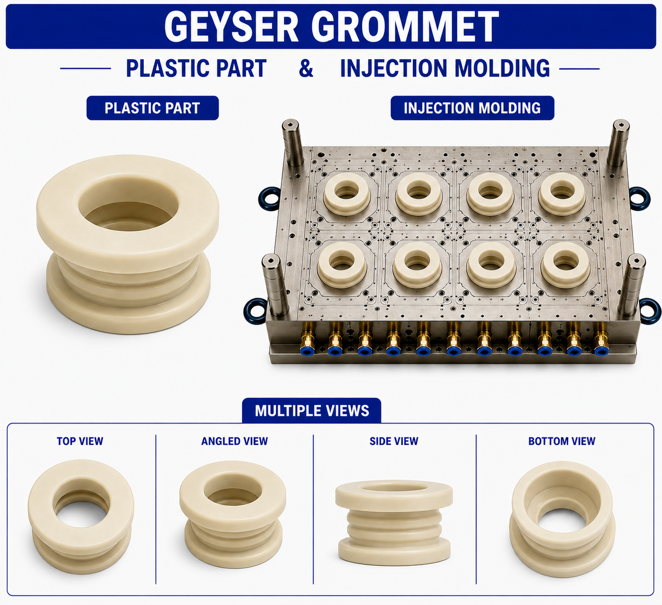 Geyser Plastic Grommet Mould and Moulding Service
